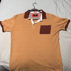 Inside Tan Polo Shirt with Dark Brown Accents - M